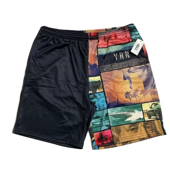 Other - Yung Rich Nation Mens Shorts 2XL Rionegro Black Scenic Drawstring Elastic NWT‎